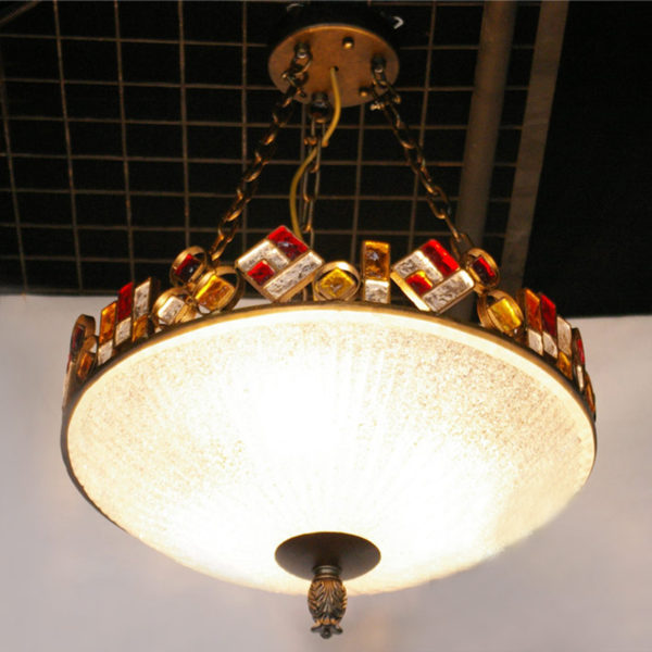 European Style Colorful Glaze Lampshade Iron Material 3 Lights Pendant Light - Image 8