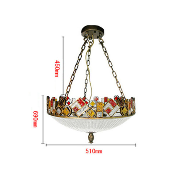 European Style Colorful Glaze Lampshade Iron Material 3 Lights Pendant Light - Image 2