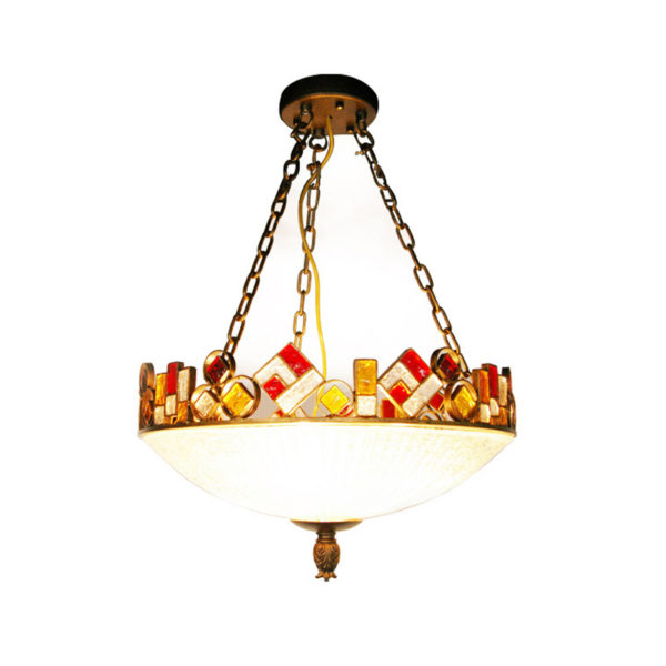 European Style Colorful Glaze Lampshade Iron Material 3 Lights Pendant Light - Image 4
