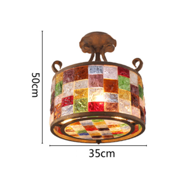 European Style Colorful Glaze Lampshade Iron Material 3 Lights Pendant Light - Image 2