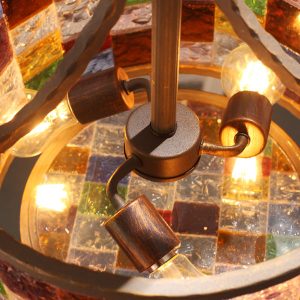 European Style Colorful Glaze Lampshade Iron Material 3 Lights Pendant Light - Image 3