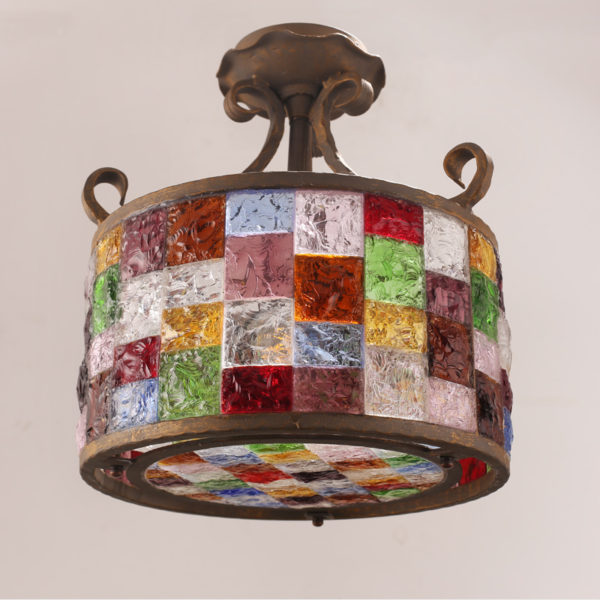 European Style Colorful Glaze Lampshade Iron Material 3 Lights Pendant Light - Image 4