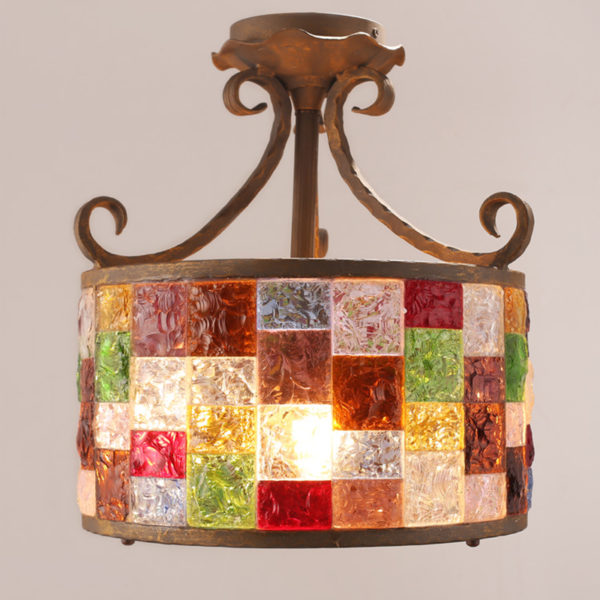European Style Colorful Glaze Lampshade Iron Material 3 Lights Pendant Light - Image 5