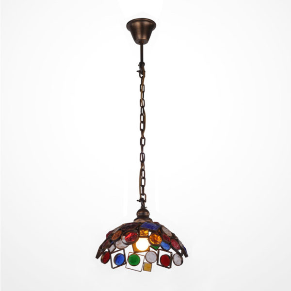 European Style Colorful Glaze Lampshade Iron Material Pendant Light - Image 8