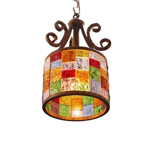 European Style Colorful Glaze Lampshade Iron Material Pendant Light Diameter 25cm Lampshade