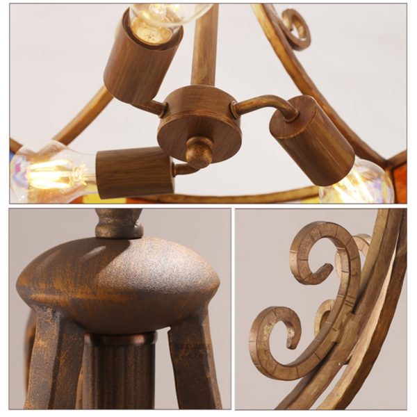 European Style Colorful Glaze Lampshade Iron Material Pendant Light Diameter 25cm Lampshade - Image 8