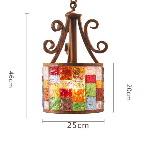 European Style Colorful Glaze Lampshade Iron Material Pendant Light Diameter 25cm Lampshade - Image 2