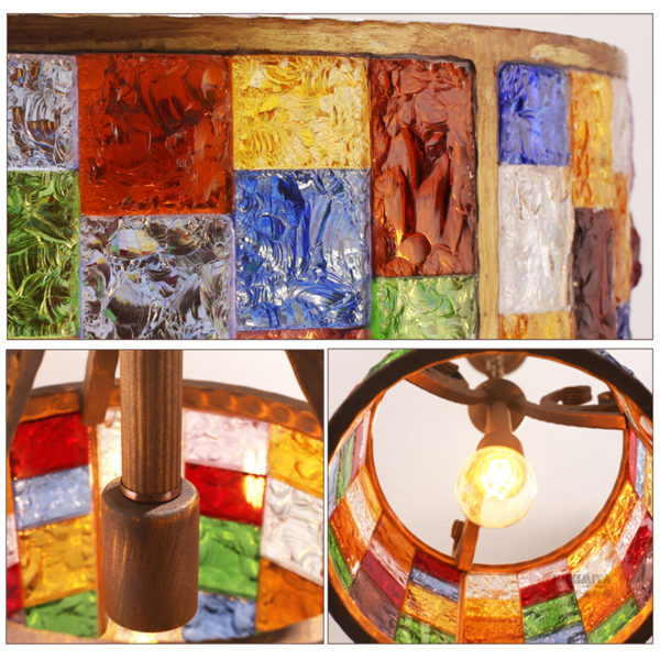 European Style Colorful Glaze Lampshade Iron Material Pendant Light Diameter 25cm Lampshade - Image 3