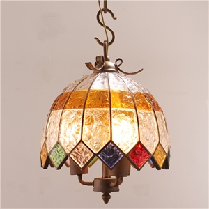 European Style Colorful Glaze Lampshade Iron Material 2 Lights Pendant Light Diameter 30cm Lampshade