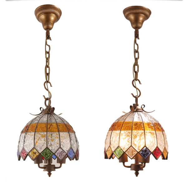 European Style Colorful Glaze Lampshade Iron Material 2 Lights Pendant Light Diameter 30cm Lampshade - Image 8