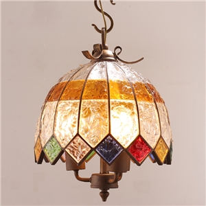European Style Colorful Glaze Lampshade Iron Material 3 Lights Pendant Light Diameter 40cm Lampshade