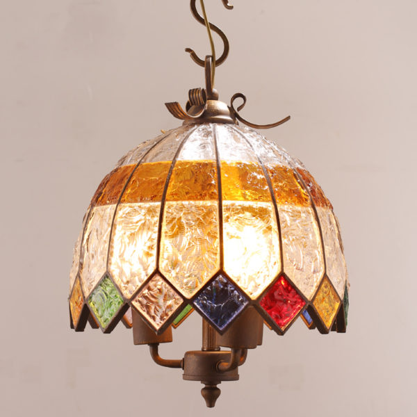 European Style Colorful Glaze Lampshade Iron Material 3 Lights Pendant Light Diameter 40cm Lampshade - Image 6