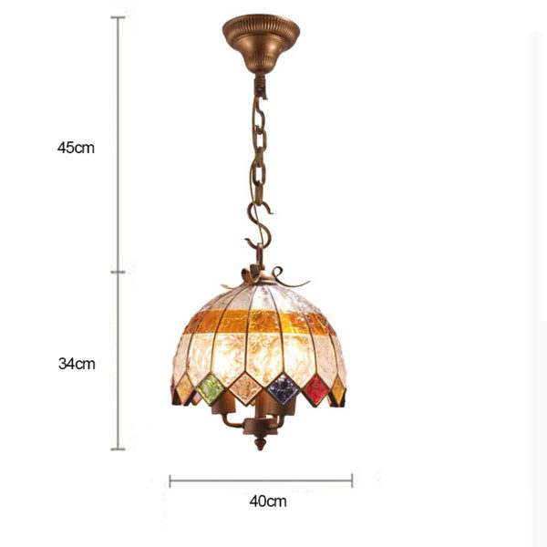 European Style Colorful Glaze Lampshade Iron Material 3 Lights Pendant Light Diameter 40cm Lampshade - Image 2