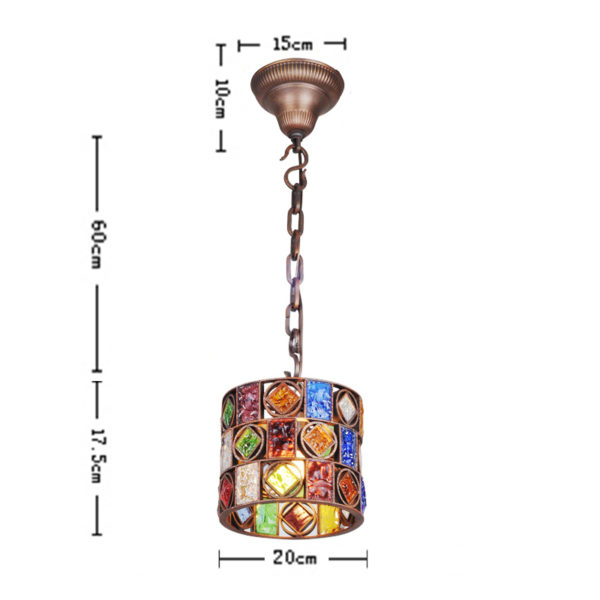 European Style Colorful Glaze Lampshade Iron Material Fish Line Shape Pendant Light - Image 2