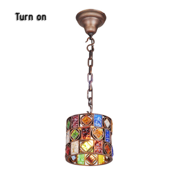 European Style Colorful Glaze Lampshade Iron Material Fish Line Shape Pendant Light - Image 3
