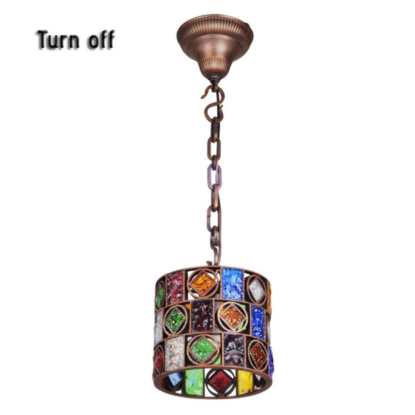 European Style Colorful Glaze Lampshade Iron Material Fish Line Shape Pendant Light - Image 4