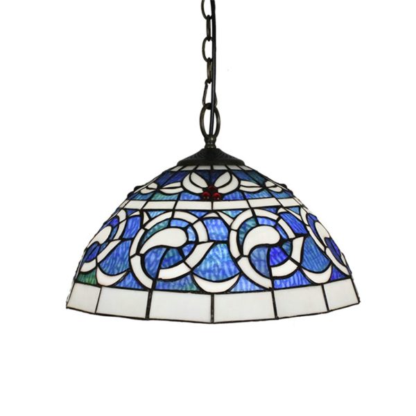 16inch European Pastoral Retro Style Pendant Lights Blue Pattern Glass Shade Bedroom Living Room Dining Room Kitchen Lights - Image 7