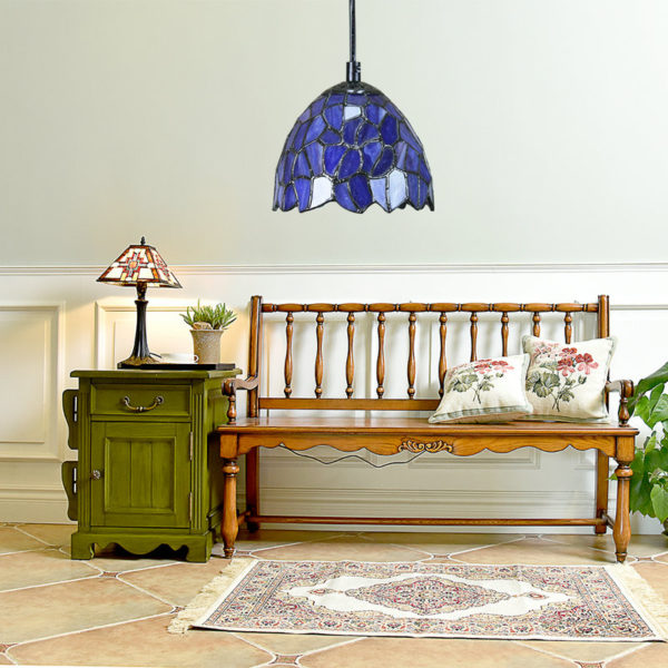 Stained Glass Look Hanging Ceiling Light Tiffany 6 inch European Pastoral Retro Pendant Light - Image 6