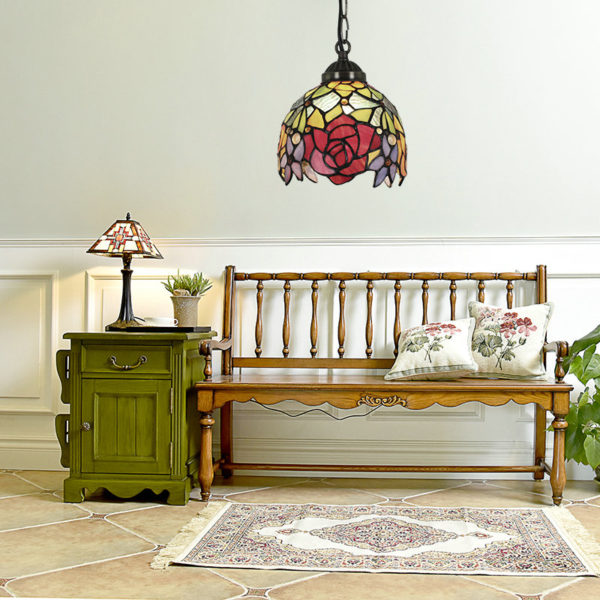 6inch European Pastoral Retro Style Pendant Light Red Rose Pattern Shade Bedroom Living Room Dining Room Kitchen Lights - Image 6