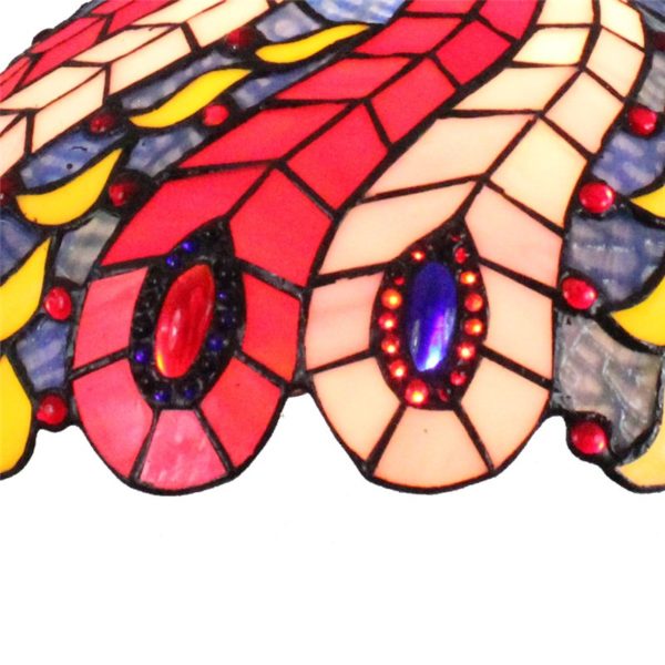 12inch European Pastoral Retro Style Pendant Light Pteris Feathers Pattern Glass Shade Bedroom Living Room Dining Room Kitchen Lights - Image 4