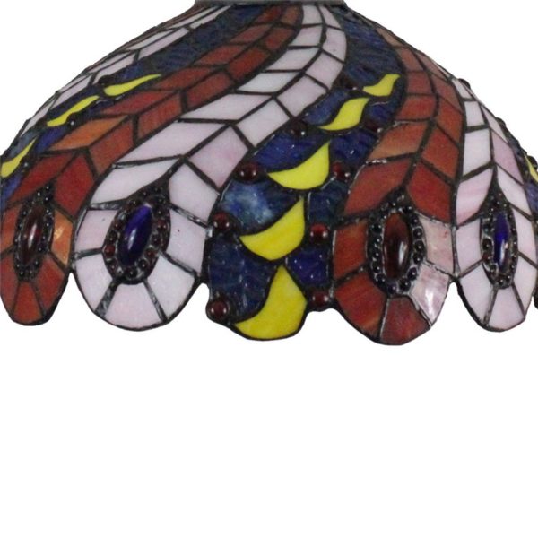 12inch European Pastoral Retro Style Pendant Light Pteris Feathers Pattern Glass Shade Bedroom Living Room Dining Room Kitchen Lights - Image 5