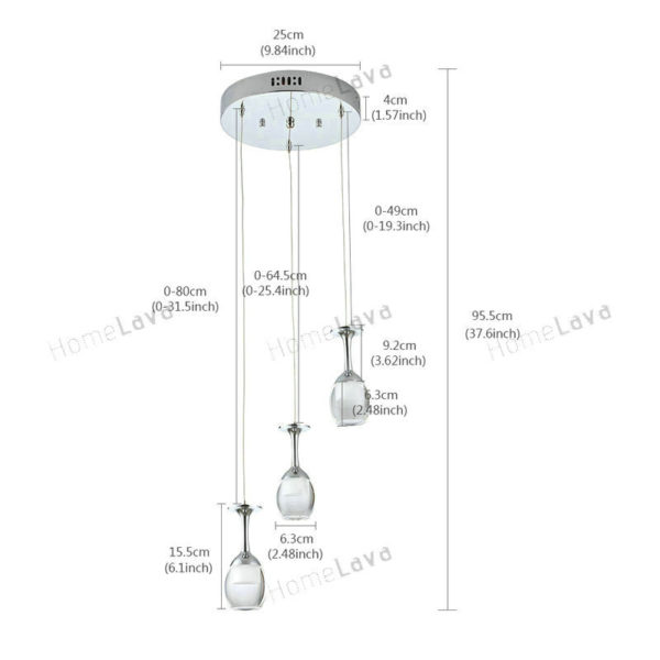 Ceiling Lights 25cm Round 9W LED Bar Wineglass Chandelier Dining Room Lighting Ideas Pendant Lamp (Fate To Love) - Image 8