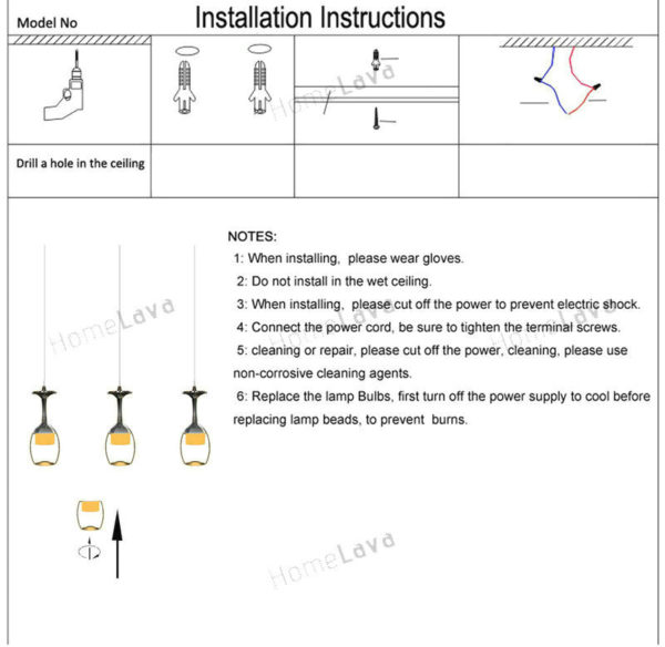 Ceiling Lights 25cm Round 9W LED Bar Wineglass Chandelier Dining Room Lighting Ideas Pendant Lamp (Fate To Love) - Image 4