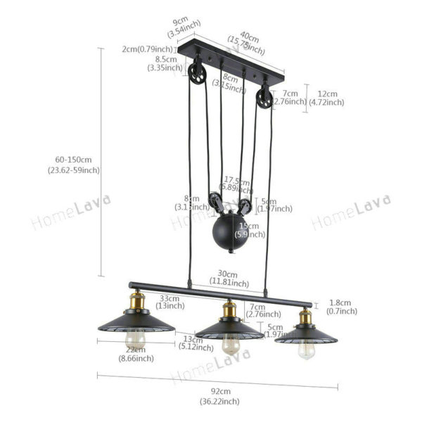 Ceiling Lights American Country Wrought Iron Chandelier Industrial Wind Pendant 3 Lights - Image 7