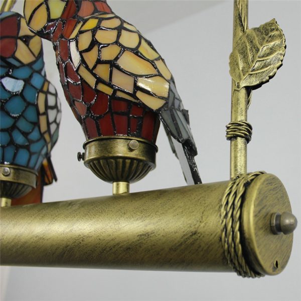 Tiffany Pendant Light Glass Parrot Shade European Pastoral Retro Style Bedroom Living Room Dining Room Light 2 Lights - Image 3