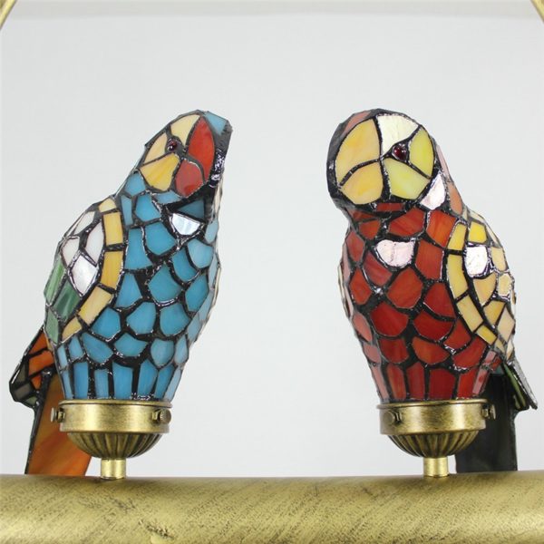 Tiffany Pendant Light Glass Parrot Shade European Pastoral Retro Style Bedroom Living Room Dining Room Light 2 Lights - Image 4