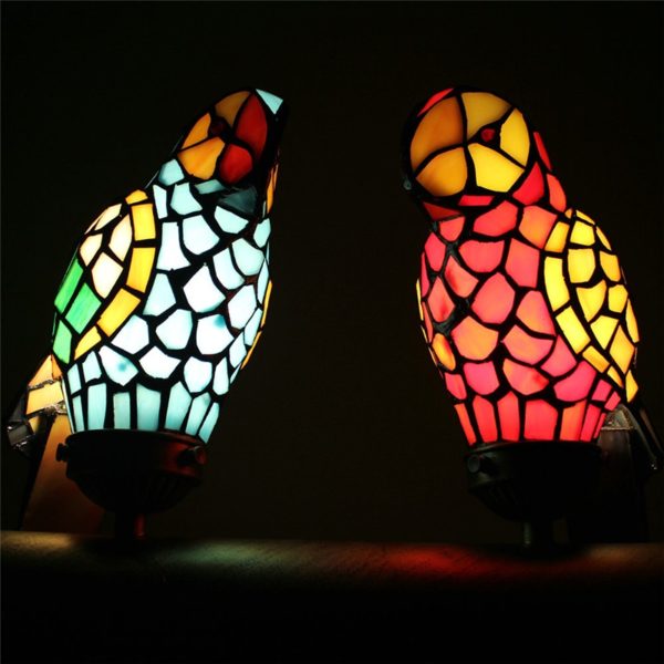 Tiffany Pendant Light Glass Parrot Shade European Pastoral Retro Style Bedroom Living Room Dining Room Light 2 Lights - Image 5