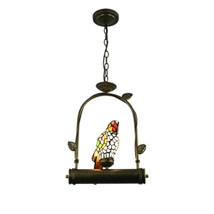 Tiffany Pendant Light Glass Parrot Shade European Pastoral Retro Style Bedroom Living Room Dining Room Light