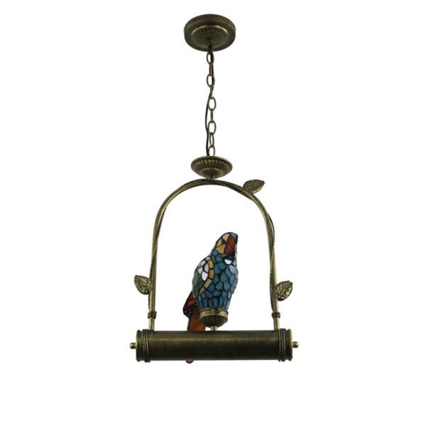Tiffany Pendant Light Glass Parrot Shade European Pastoral Retro Style Bedroom Living Room Dining Room Light - Image 8
