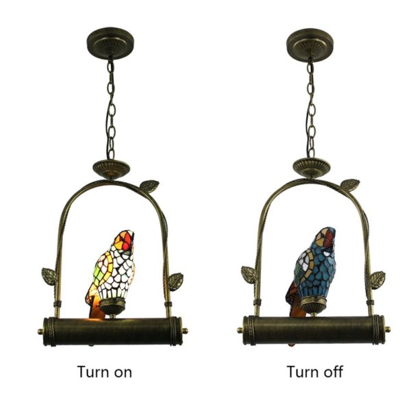 Tiffany Pendant Light Glass Parrot Shade European Pastoral Retro Style Bedroom Living Room Dining Room Light - Image 9