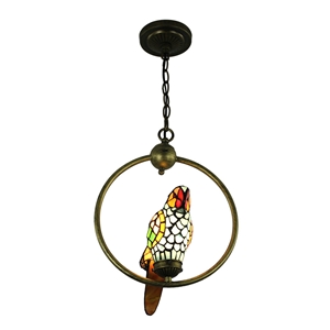 Tiffany Pendant Light Glass Parrot Shade European Pastoral Retro Style Bedroom Living Room Dining Room Light