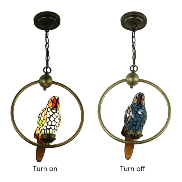 Tiffany Pendant Light Glass Parrot Shade European Pastoral Retro Style Bedroom Living Room Dining Room Light - Image 9
