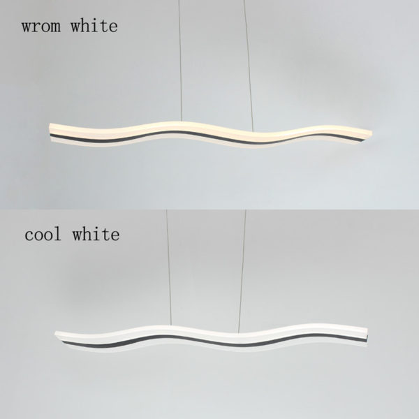 Modern Contemporary Ceiling Lights LED Acrylic Pendant Light Wave Shape Light with Black Inlay - Image 8