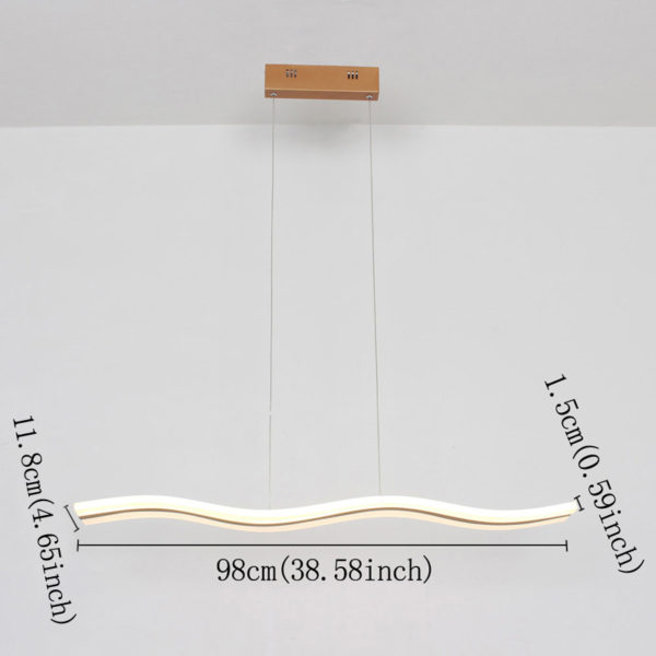 Modern Contemporary Ceiling Lights LED Acrylic Pendant Light Wave Shape Light with Golden Inlay - Image 9