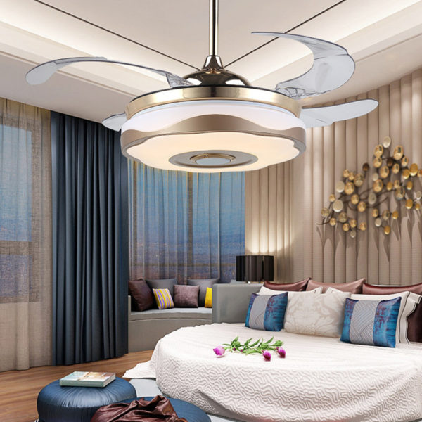 Modern Fan Ceiling Light Mute Fan Light Exquisite White and Gold Shade Decoration Light with Remote Control - Image 8