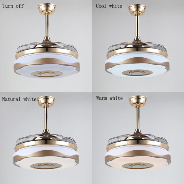 Modern Fan Ceiling Light Mute Fan Light Exquisite White and Gold Shade Decoration Light with Remote Control - Image 9