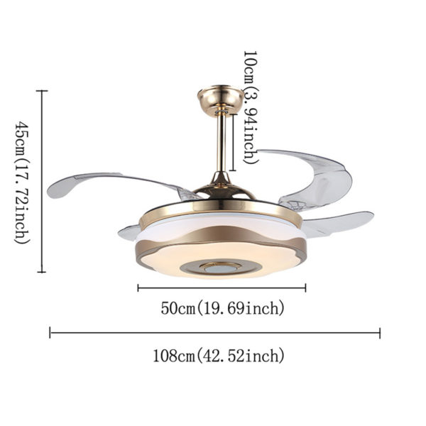 Modern Fan Ceiling Light Mute Fan Light Exquisite White and Gold Shade Decoration Light with Remote Control - Image 2