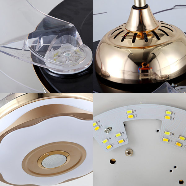 Modern Fan Ceiling Light Mute Fan Light Exquisite White and Gold Shade Decoration Light with Remote Control - Image 3