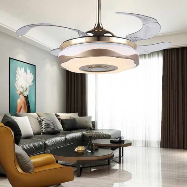 Modern Fan Ceiling Light Mute Fan Light Exquisite White and Gold Shade Decoration Light with Remote Control - Image 6