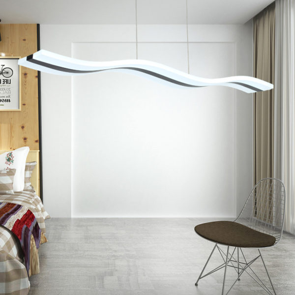 Modern Contemporary Ceiling Lights LED Acrylic Pendant Light Wave Shape Light with Black Inlay - Image 15