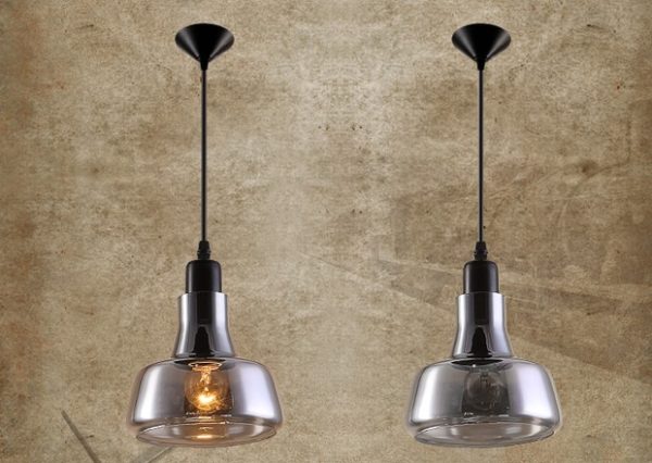 Glass Pendant Light for Kitchen Island Silver Grey Vintage Industrial LOFT - Image 4