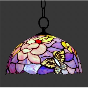 Tiffany Glass Pendant Lights Butterfly Stained Glass 12 Inch Hanging Pendant