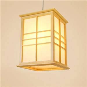 Modern Cuboid Pendant Light Japanese Solid Wood Pendant Light Bedroom Study Lighting