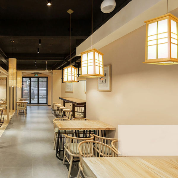 Modern Cuboid Pendant Light Japanese Solid Wood Pendant Light Bedroom Study Lighting - Image 8
