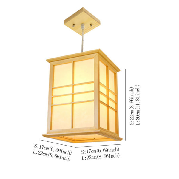 Modern Cuboid Pendant Light Japanese Solid Wood Pendant Light Bedroom Study Lighting - Image 9