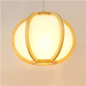 Round Lantern Pendant Light Wooden Creative Pumpkin Pendant Light Special Decorative Lighting